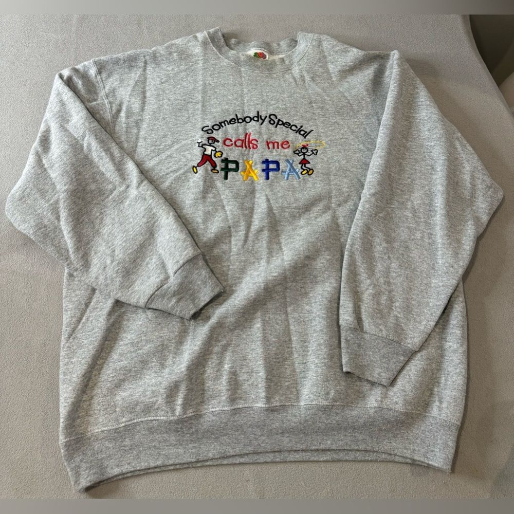 Vintage Mens Sz XL somebody  special calls me Papa Crewneck Sweatshirt Gray